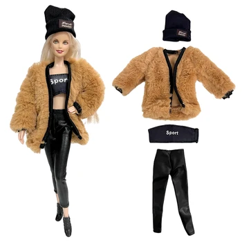 1 Комплект одежды для куклы Барби, плюшевая куртка + модный костюм, юбка + шляпа, подходит для 11,8-дюймовой куклы, аксессуары для повседневной одежды