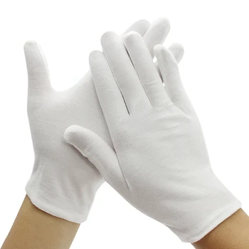 1 Пара Новых Мужских женских Этикетных белых хлопчатобумажных перчаток официантов/Водителей/Ювелирных изделий/рабочих рукавиц, впитывающих пот. Перчатки