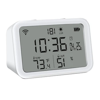 1 шт. Wifi Термометр-гигрометр с определением интенсивности света Wifi Монитор температуры и влажности с будильником ABS