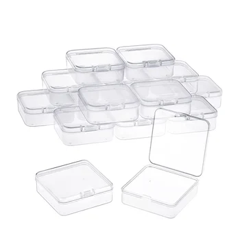 16 Упаковок Прозрачных пластиковых контейнеров для хранения бусин, коробка с откидной крышкой для мелких предметов, Бриллиантов, бусин (2.2X2.2X0.79 дюймов)