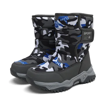 2023 Зимняя детская обувь Плюшевая водонепроницаемая ткань Нескользящая обувь для девочек Зимние ботинки на резиновой подошве Модные теплые уличные детские ботинки