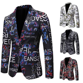 2023 Осенне-Зимний Новый Мужской костюм в Европейском и Американском стиле С буквенным принтом Slim Fit Suit Single Suit