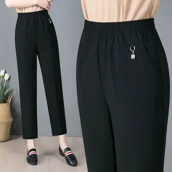 2024 Однотонные повседневные Стрейчевые Узкие брюки-карандаш с высокой эластичной талией, женские брюки, женские Леггинсы W102