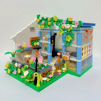 3D модель DIY Мини блоки Кирпичи Здание Солнечный цветок Дом Теплица Сад Архитектура Сказочный город Игрушка для детей