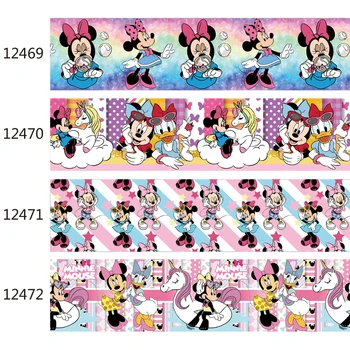 5 ярдов Розовой Ленты Disney в Крупный рубчик с принтом Микки и Минни Маус 25ММ 38ММ