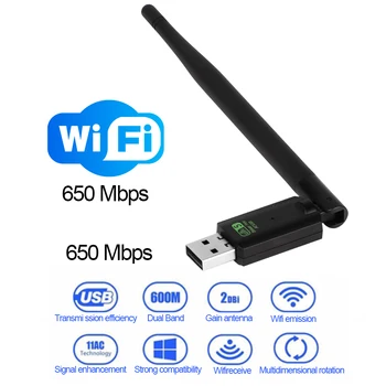 650 Мбит/с USB WiFi Адаптер 2,4 G 5 ГГц Двухдиапазонная Беспроводная Сетевая Карта 802.11AC RTL8811 USB Dongle Антенна Бесплатный Привод Wifi Приемник