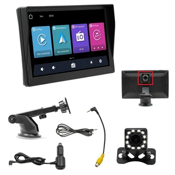 9-дюймовое автомобильное радио с черным креплением на приборной панели Carplay и Android, автомобильная стереосистема Bluetooth, зеркальная связь, FM, камера заднего вида