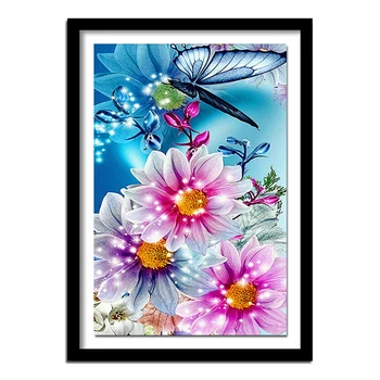 DIY Алмазная вышивка Цветы бабочки Полный алмаз Ремесла 5D Алмазная живопись Вышивка крестом Домашний декор ZB518