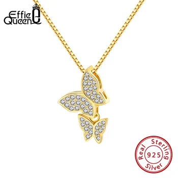 Effie Queen Нежное ожерелье с подвеской из стерлингового серебра 925 пробы, кубический циркон AAAA в форме бабочки Для женщин, Ювелирный подарок BN191