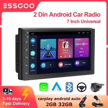 ESSGOO Android Автомобильное радио Carplay Android Auto 2G 32G Универсальный Мультимедийный Плеер 2 Din 7-дюймовое Авторадио Стерео GPS WIFI SWC