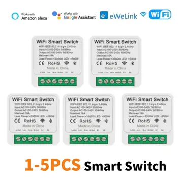 eWeLink Wifi Mini Smart Switch 16A Модуль выключателей света своими руками, 2-полосное управление таймером, беспроводное управление выключателем с Alexa Google Home
