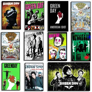 Green Day - Плакат музыкальной рок-группы HD Печать на холсте, картина, плакат, декор для спальни, Спортивная гитара, Певец, Декор для офиса, Подарок