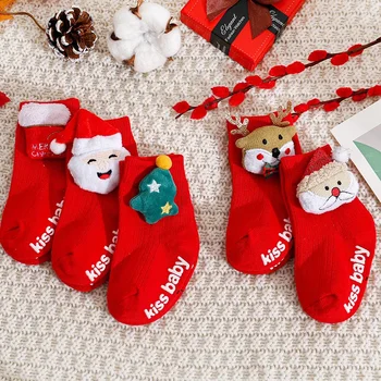 Instagram, Новогодние носки с бантиком для новорожденных, Взрывные нескользящие носки для малышей, короткие