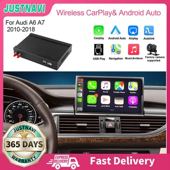 JUSTNAVI Беспроводной Apple CarPlay Android Auto для Audi A6 A7 2010-2018 Автомобильный Мультимедийный Радио-Видеоплеер GPS Навигация AirPlay