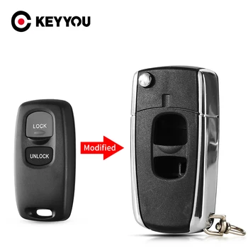 KEYYOU 2 Кнопки Замена Обновление Модифицированный Складной Флип Чехол Для Ключей Автомобиля Mazda 2 3 6 323 626