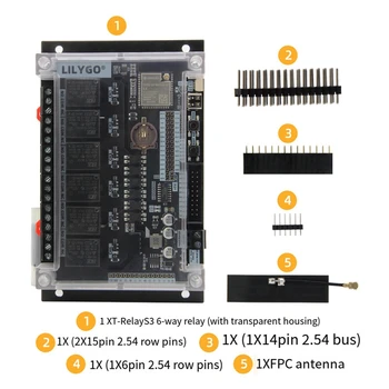 LILYGO T-Relays3 ESP32-S3 6-полосная плата для разработки реле, черная плата расширения беспроводного модуля Wifi Bluetooth, ЖК-дисплей