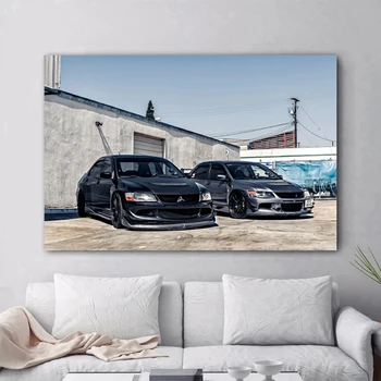 Mitsubishi Lancer Evolution Плакаты со старыми автомобилями, спортивные автомобили, настенное искусство с принтом на холсте для домашнего декора, украшения гостиной
