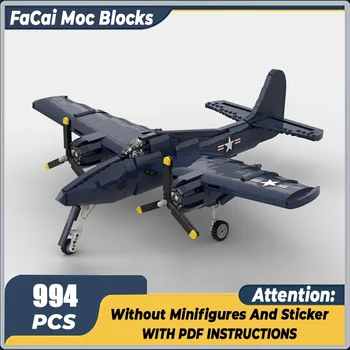 Moc Строительные блоки Военная серия Масштаб 1:35 Модель F7F-3 Tigercat Технология авиационных кирпичей DIY Сборка игрушек-истребителей