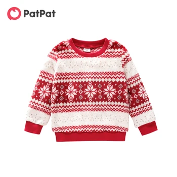PatPat Для маленьких мальчиков/ девочек, элегантный рождественский флисовый пуловер с рисунком снежинки, толстовка