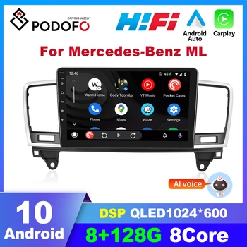 Podofo 2 Din Android Автомагнитола Для Mercedes Benz ML 2012-2015 Carplay Мультимедийный Видеоплеер Авторадио GPS Навигация Стерео