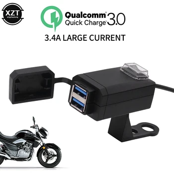 QC3.0 USB Мотоциклетная Розетка Водонепроницаемый Двойной USB Быстрая Смена 3,0 5 В Водонепроницаемый Адаптер Питания Для Навигации По телефону