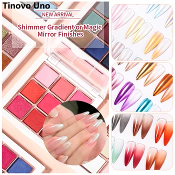 Tinovo Uno 9 цветов Aurora Хромированная пудра для ногтей Пигментный блеск Голографический лазер Радужный жемчуг Пудра для нейл-арта