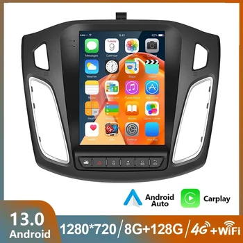 Автомобильное радио 4G Android 13, стереосистема, Мультимедийный видеоплеер для Ford Focus Mk3 2011-2019, Навигационное головное устройство, GPS, беспроводной Carplay