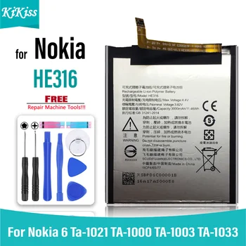 Аккумулятор мобильного телефона для Nokia 6 Nokia6 N6 TA-1000 TA-1003 TA-1021 TA-1025 TA-1033 TA-1039 Аккумулятор 3000 мАч HE316