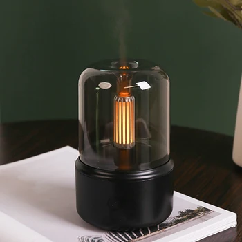Ароматический диффузор Flame Ультразвуковой увлажнитель воздуха, устройство для создания холодного тумана для домашнего офиса, Небольшой диффузор эфирного масла со светодиодной лампой в подарок