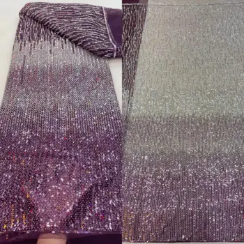 Блестки и бисер Африканская Французская кружевная ткань ZH-1302581 Высококачественный тюлевый кружевной материал для новобрачных для Нигерийского свадебного платья