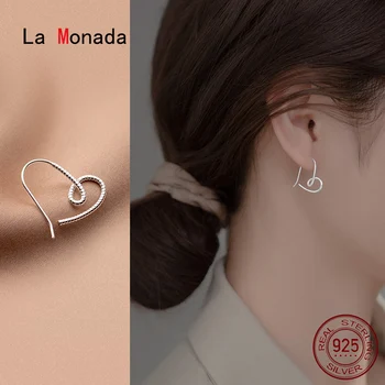 Большие Серьги-кольца La Monada из серебра 925 пробы с сердечками Twist, изысканные женские серьги, ювелирные изделия, серьги-кольца из серебра 925 пробы, крючок для девочек
