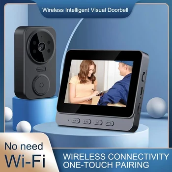 Визуальный дверной звонок ИК ночного видения Беспроводной дверной звонок HD 4,3 дюймовый IPS экран Камера дверного звонка 2,4 G для виллы Домашнего офиса квартиры