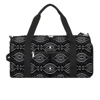 Винтажная спортивная сумка Evil Eye, черно-белый багаж, спортивные сумки, мужские и женские дизайнерские Большие красочные сумки для фитнеса, портативные сумки