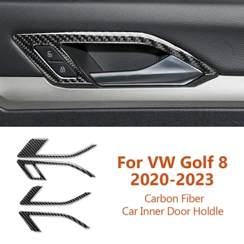 Для Volkswagen VW Golf 8 MK8 2020-2023 Карбоновая Внутренняя Дверная Подставка Для Автомобиля, Рамка Панели Чаши, Декоративные Наклейки, Аксессуары Для Авто