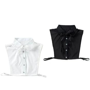Женская блузка-полукомбинезон, Съемные кружевные шифоновые воротнички, искусственные воротнички, повседневные украшения для женщин и девочек