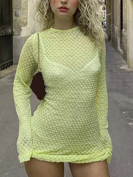 Женское трикотажное мини-платье-свитер с длинным рукавом, сексуальное облегающее короткое платье с вырезом, облегающие осенние платья в рубчик