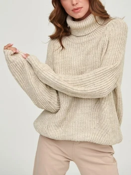 Зимний женский свитер, водолазка, повседневный свободный джемпер, женский вязаный топ, пуловер, толстые теплые свитера оверсайз для женщин