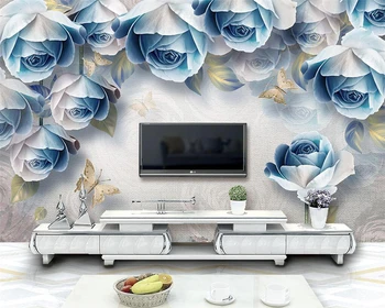 Индивидуальные большие обои в европейском стиле ретро роза 3D рельефный ТВ фон стены гостиной спальни украшение картины обои