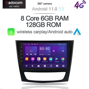 Камера 360 6G + 128G Carplay DSP Android 11.0 Автомобильный DVD-плеер GPS WIFI Bluetooth 5.0 RDS Радио для Benz E-class W211 E200 2002-2010