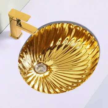 Керамическая вставная раковина цвета: золотистый, серебристый с гальваническим покрытием