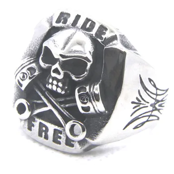 Кольцо в байкерском стиле из нержавеющей стали для мужчин и мальчиков, кольца со скелетом, Размер ювелирных изделий 7-13