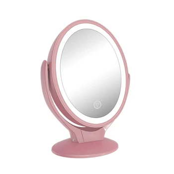 Косметическое Зеркало с подсветкой, Двустороннее 1X / 7X Увеличительное Зеркало, Перезаряжаемое через USB, Вращающееся на 360 ° Отдельно стоящее Светодиодное Зеркало Для макияжа