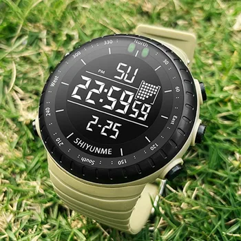 Лучшие мужские спортивные часы с 50-метровым водонепроницаемым военным дисплеем, мужские часы, светодиодные цифровые роскошные модные электронные наручные часы