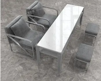 Маникюрный стол и Набор стульев светлый роскошный мраморный стеклянный запеченный краской одноместный двухместный тройной маникюрный стол