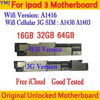 Материнская плата версии Wifi + Cellular 3G для ipad 3 Материнская плата с чипами, оригинальная для ipad 3 Разблокированная логическая плата Claen iCloud Plate