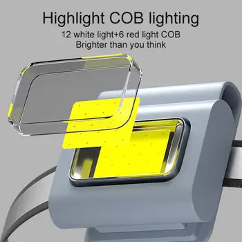 Многофункциональный светодиодный портативный фонарь с магнитной зарядкой, легкий зажим для одежды, ходовой фонарь, силиконовый рабочий налобный фонарь с сильным светом