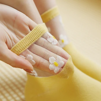 Модные женские прозрачные стеклянные шелковые носки в цветочек оптом
