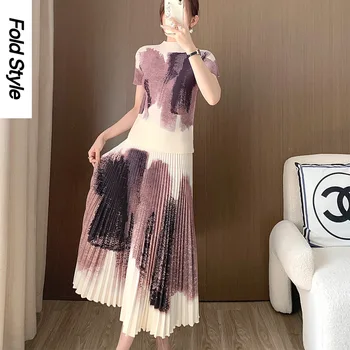 Модный комплект с плиссированной футболкой для женщин Nanyou, Высококачественная Женская Маленькая Осенняя юбка-полукомбинезон, Модный комплект из двух предметов