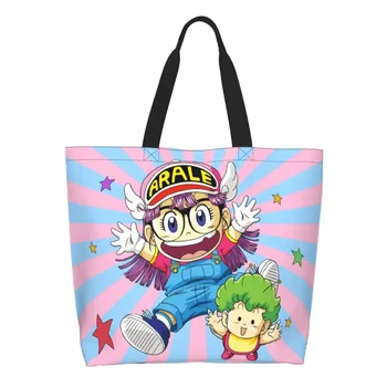Модный принт Dr. Slump, сумки для покупок в стиле аниме Манга, портативные холщовые сумки для покупок Arale Norimaki и Gatchan