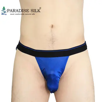 Мужское бикини-стринги 4 цвета, сексуальные трикотажные бриджи из 100% натурального шелка, размер США S, M, L, XL, XXL